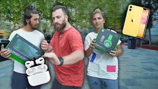 ქუჩაში ვარიგებთ iPhone 11, Airpod Pro-ს და სხვა საჩუქრებს