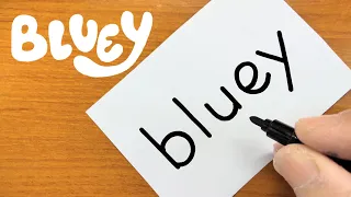 How to draw Bluey（ABC Kids）doodle using How to turn words into a cartoon