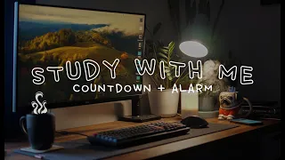 3 HOUR STUDY WITH ME | Background noise, Rain Sounds, Countdown+Alarm, No Music | 50-10 Pomodoro