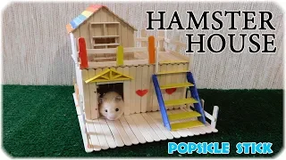 DIY Rainbow Hamster House.  Popsicle stick Hamster House