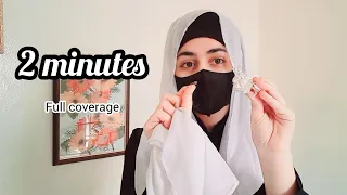 2 minutes School College & University Hijab Tutorial || Full Coverage || Hijab style || zainab__