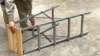 DIY - Great craftsman's idea/How to make a ladder and folding chair 2 in 1/Folding metal utensils !