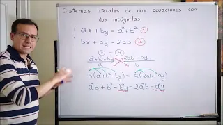 Sistemas literales de dos ecuaciones con dos incógnitas