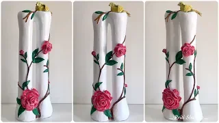 How To Make Stylish Flower Vase - 23 / Handmade Flower Pot With Bird And Rose Flowers| Priti Sharma