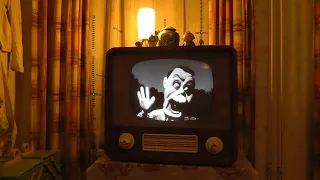 Pooky Park, a fictional 1950s AI commercial on an antique German TV.