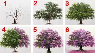 How to Paint a Tree with Acrylic lesson 14