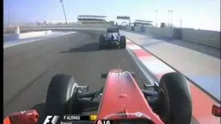 Bahrain 2010 Alonso and Massa overtake Vettel Onboard