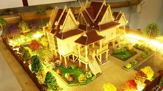 DIY Beautiful Traditional House from Wood Stick with LED Lights - School Project - Model 37