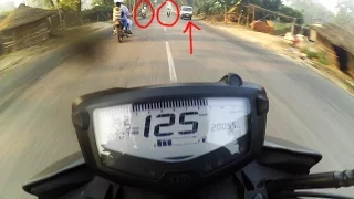 Apache RTR 200 4V TOP SPEED IN TRAFFIC!! 130 km/h on busy single-lane Road.