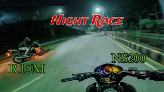 NS200 VS R15M  Night Ride 😍 || R15M vs NS200 Night Race❤️