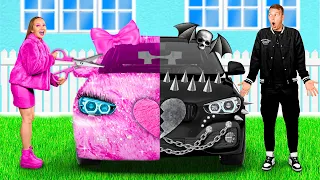 Розовая машина vs Черная машина Челлендж | Смешные Cитуации от TeenTeam Challenge