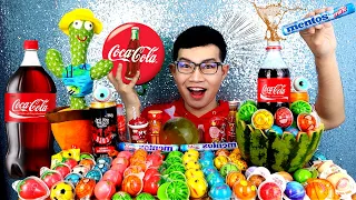 Giant Coke Bottle Cola VS Mentos Eyeball Jelly Strawberry Watermelon Balloon #Mukbang :Kunti