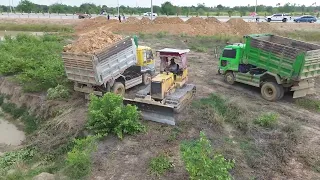 Full Project Best Amazing Activity Bulldozer D31P Showing Skill Pushing Soil Stone landfill