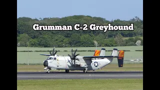 US Navy Grumman C-2 Greyhound departs Prestwick Airport