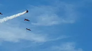 Smoking helicopter in formation