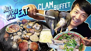 All You Can Eat CLAM BUFFET & SHORT RIB PHO Noodle Soup in Seoul South Korea