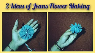 How to make denim flowers easy Tutorial/Reusing Denim/Convert Old Jeans Into Beautiful Flowers/VIRAL