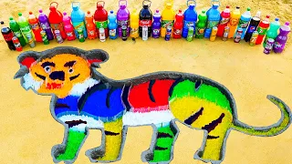 How to make Rainbow Tiger with Orbeez, Big Fanta, 7up, Monster, Coca-Cola vs Mentos & Popular Sodas