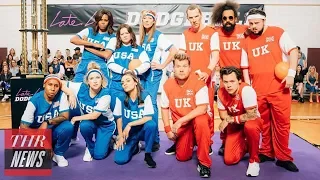 James Corden and Michelle Obama Face Off in 'Late Late Show' Celebrity Dodgeball Game | THR News