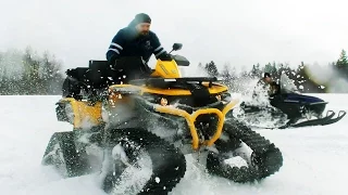 QUAD ATV on tracks VS Snowmobile Yamaha