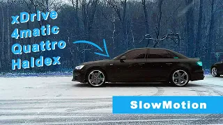 xDrive vs subaru vs 4matic vs haldex vs quattro slow motion 2021