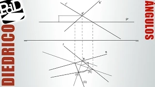 Hallar los ángulos formados por dos rectas oblicuas que se cortan (Sistema diédrico).