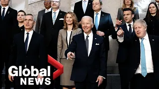 NATO summit: World leaders pose for "family photo" in Brussels