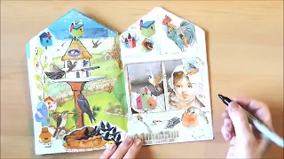 HOUSE SHAPE GLUE BOOK  ~  One for the Birds  💜🎶🎶🎶 ~ Check Playlist