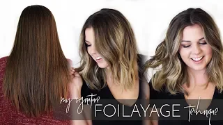 Foilayage Hair Technique - How to Balayage Brunette Virgin Hair | Tutorial on Sierra Schlutzzie