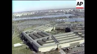 Wide aerial view of the United States Pentagon in Arlington, Virginia