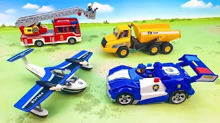 Пожарная машина Бульдозер Самосвал Полицейская машина - новые игрушечные видео для детей.