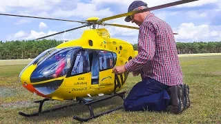 WORLD`S LARGEST RC MODEL TURBINE HELICOPTER EC135 EUROCOPTER / Flugfest Damelang 2017