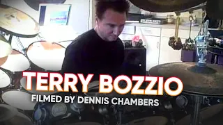 Dennis Chambers films Terry Bozzio playing on his kit (DC Archive)