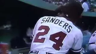 Deion Sanders Gives Kiss To Jeff Blauser Atlanta Braves