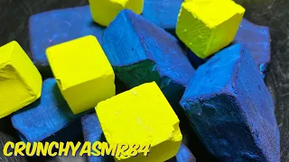 Blue & Neon Yellow Dyed Gym Chalk | Sleep Aid | Oddly Satisfying | ASMR