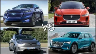 2021 Ford Mustang Mach-E face VS Audi E-TRON VS Jaguar I-PACE VS Tesla Model X