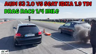 Audi S3 2.0 vs Seat Ibiza 1.9 TDI drag race 1/4 mile 🚦🚗 - 4K UHD