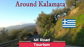 Driving Greece: Around Kalamata - 4k scenic drive on the mountains above the town