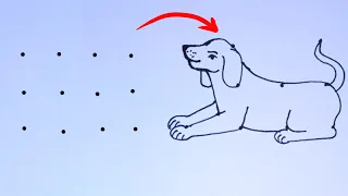 How To Draw Dog With Dots | Dog Drawing Used Dots