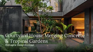 Courtyard House That Combining Brutalist Concrete Structures with Lush Tropical Balinese Gardens