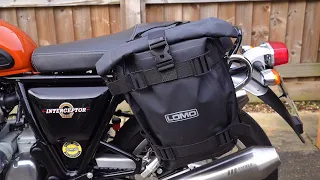 Royal Enfield Interceptor 650 (Universal?) Pannier Rails! Soft motorcycle luggage. To the Bat-cycle!