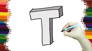 Como dibujar la LETRA T en 3D