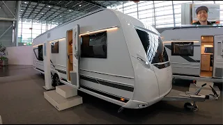 LMC Exquisite 685 VIP luxury caravan camping travel trailer model 2023 walkaround and interior K0673