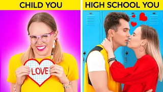 HIGH SCHOOL YOU VS CHILD YOU || Funny Relatable Moments! How Be Popular in College By 123 GO! TRENDS