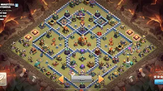 مسح تصميم حرب ثلاث نجوم باستراتيجية قوية هوغ وحفار مع ملكة وهيلر كلاش اوف كلانس clash of clans