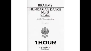 BRAHMS -  HUNGARIAN DANCE NO 5  - ALLEGRO  - PIANO FOR 4 HANDS  [1 HOUR]