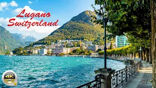 Lugano - Switzerland | Lakefront Walking Tour | 4K - [UHD]