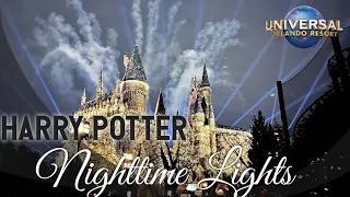 The Nighttime Lights at Hogwarts Castle - Universal Orlando - Harry Potter Nighttime Show -Hogsmeade