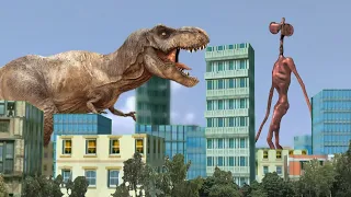 Siren head vs t rex dinosour in real life fight / A short film