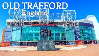 🇬🇧 Walking in OLD TRAFFORD - Manchester United Stadium area tour, England UK - 4K Ultra HD 60fps